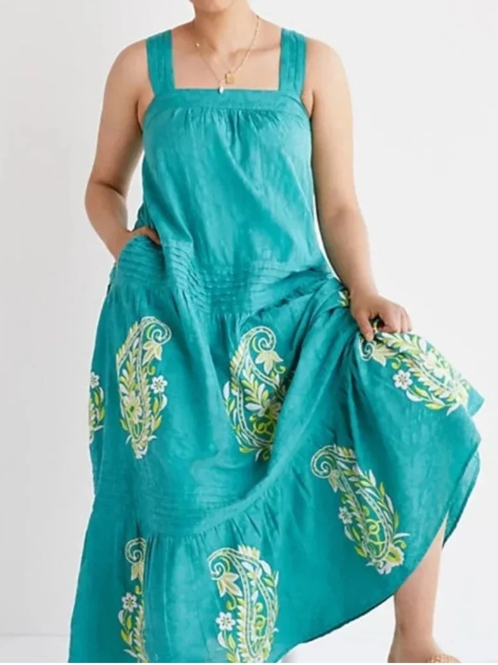 NWT Anthropologie Felicity Embroidered Maxi Dress In Blue.Size L